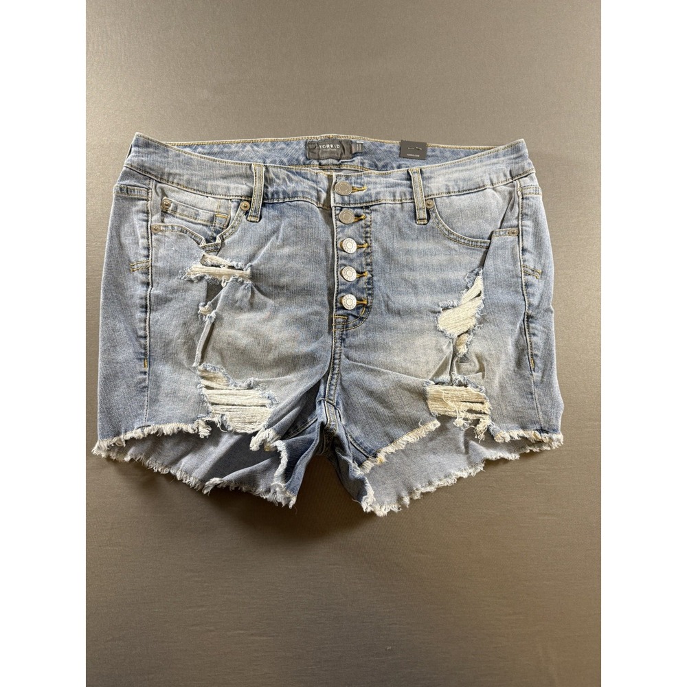 Torrid Women's Boyfriend Vintage Stretch Mid Rise Denim Cutoff Shorts Size 14